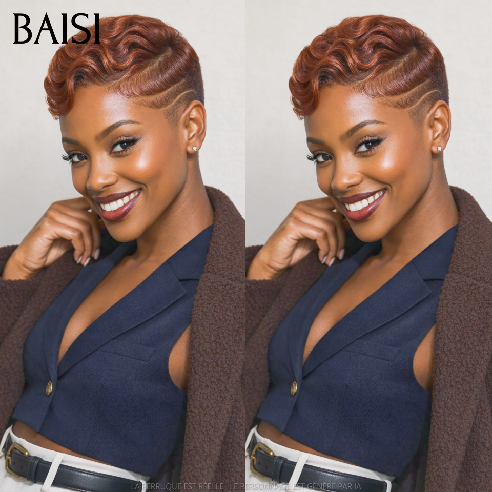 BAISI 100% Le Même Achetez 1+ 1 Gratuite = 84€ pixie orange et miel en 100% vrais cheveux humains