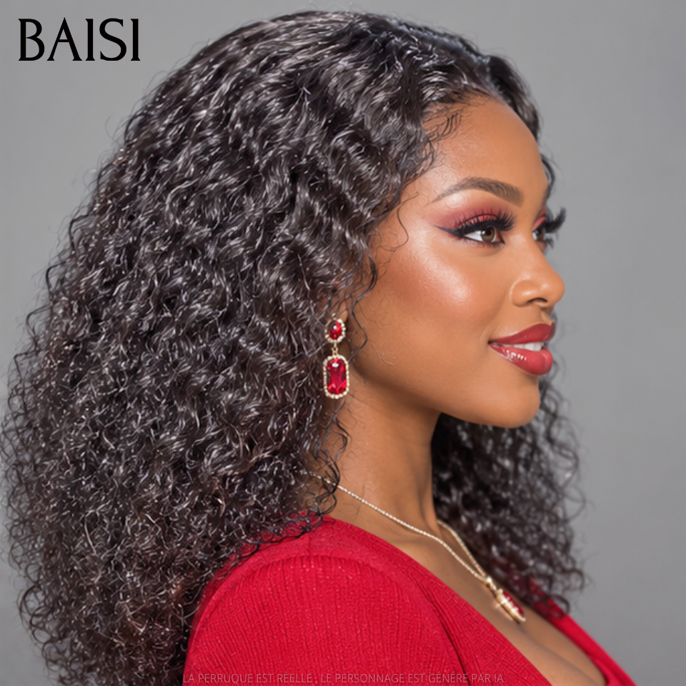 BAISI 13X4 HD perruque curly wave naturel Pré-plucked Pas Besoin de Colle 250% densité en 100% Raw Hair Lace déjà couper