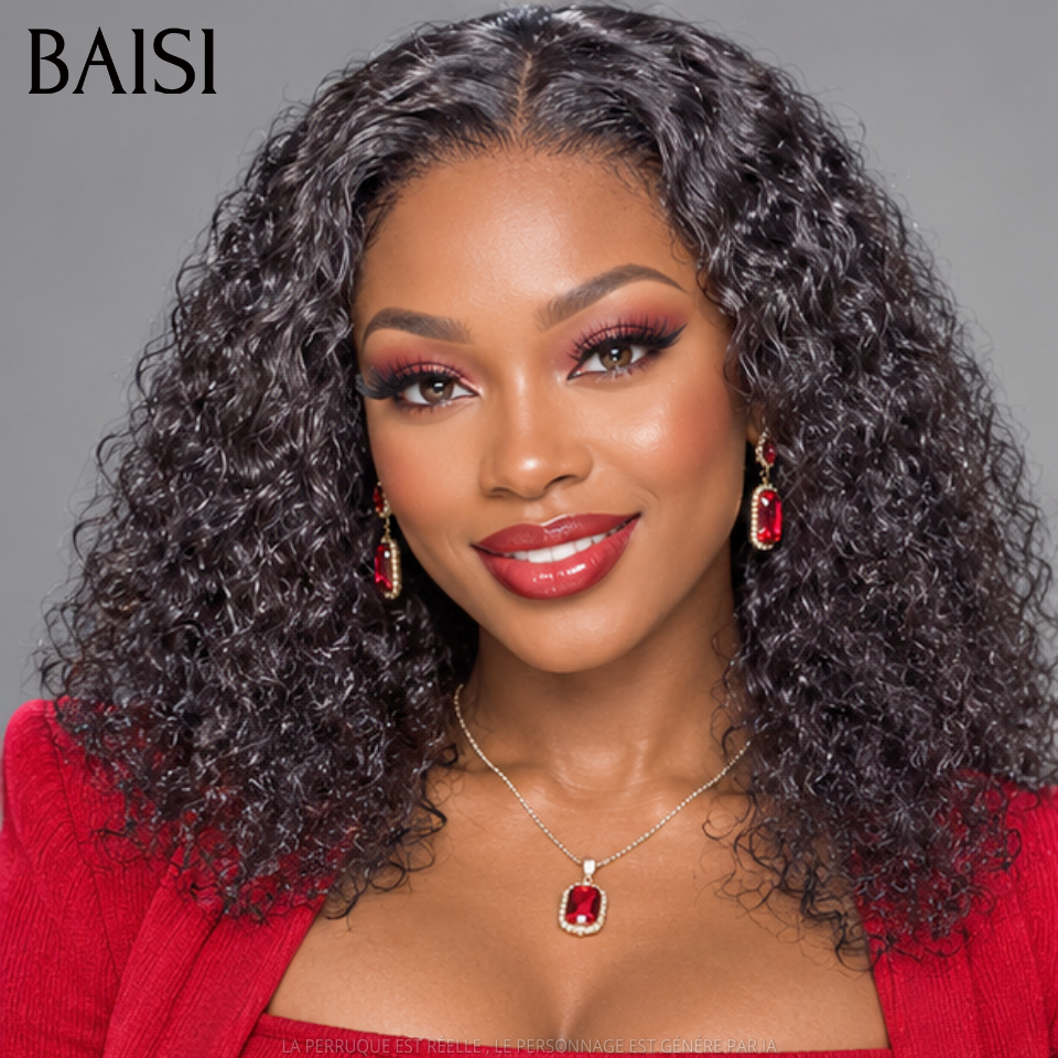 BAISI 13X4 HD perruque curly wave naturel Pré-plucked Pas Besoin de Colle 250% densité en 100% Raw Hair Lace déjà couper