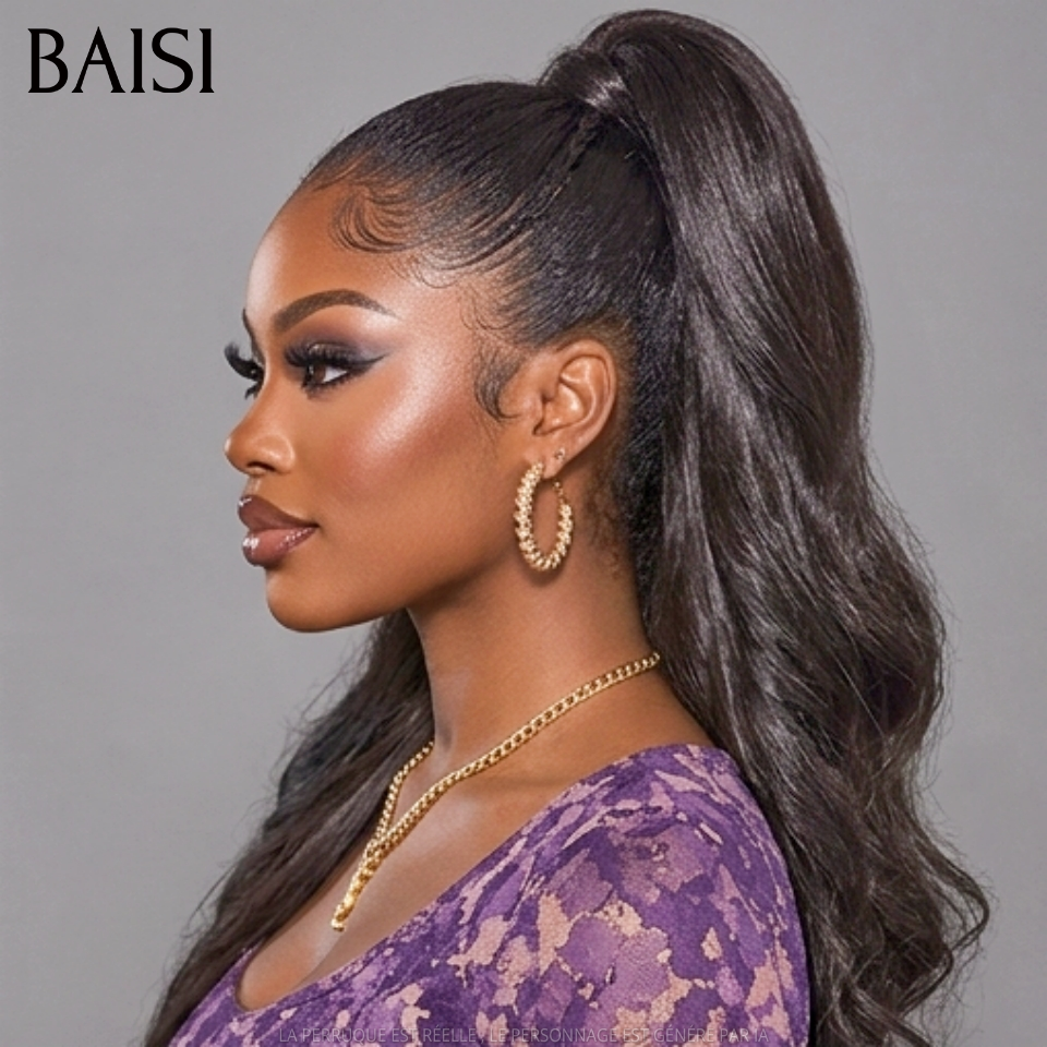 BAISI 13x6 HD lace Invisible Perruque Body wave en Noir 100% Vietnam Hair de luxe 300% Densité plus de 20 ans d' utilisations en 100% Cheveux Humains