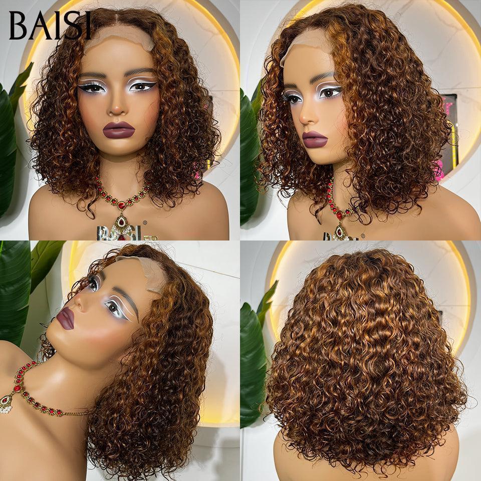BAISI 4X4 Parrucche di lusso Water Wave a colori 4#Mix30# doppio volume di capelli vergini disegnati densità del 250% 14 pollici in capelli umani al 100%