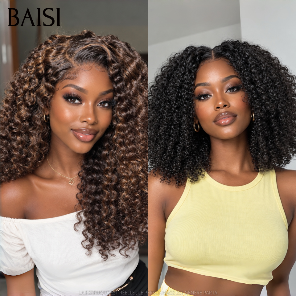 2 perruques 120€ vrais cheveux raw hair Noir + Marron 12 pouces 13*4 lace frontale deep wave et curly Confortable 100% Cheveux Humains