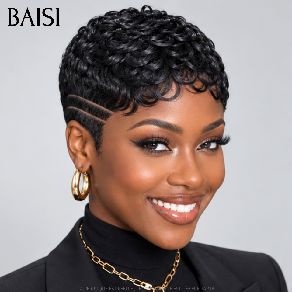 BAISI Full Lace Perruque Pixie Wave Courte Déjà Coiffée Disponible Pour Toutes Couleurs A partir de 159€ La Bombe Trop Magnifique en 100% Cheveux humains