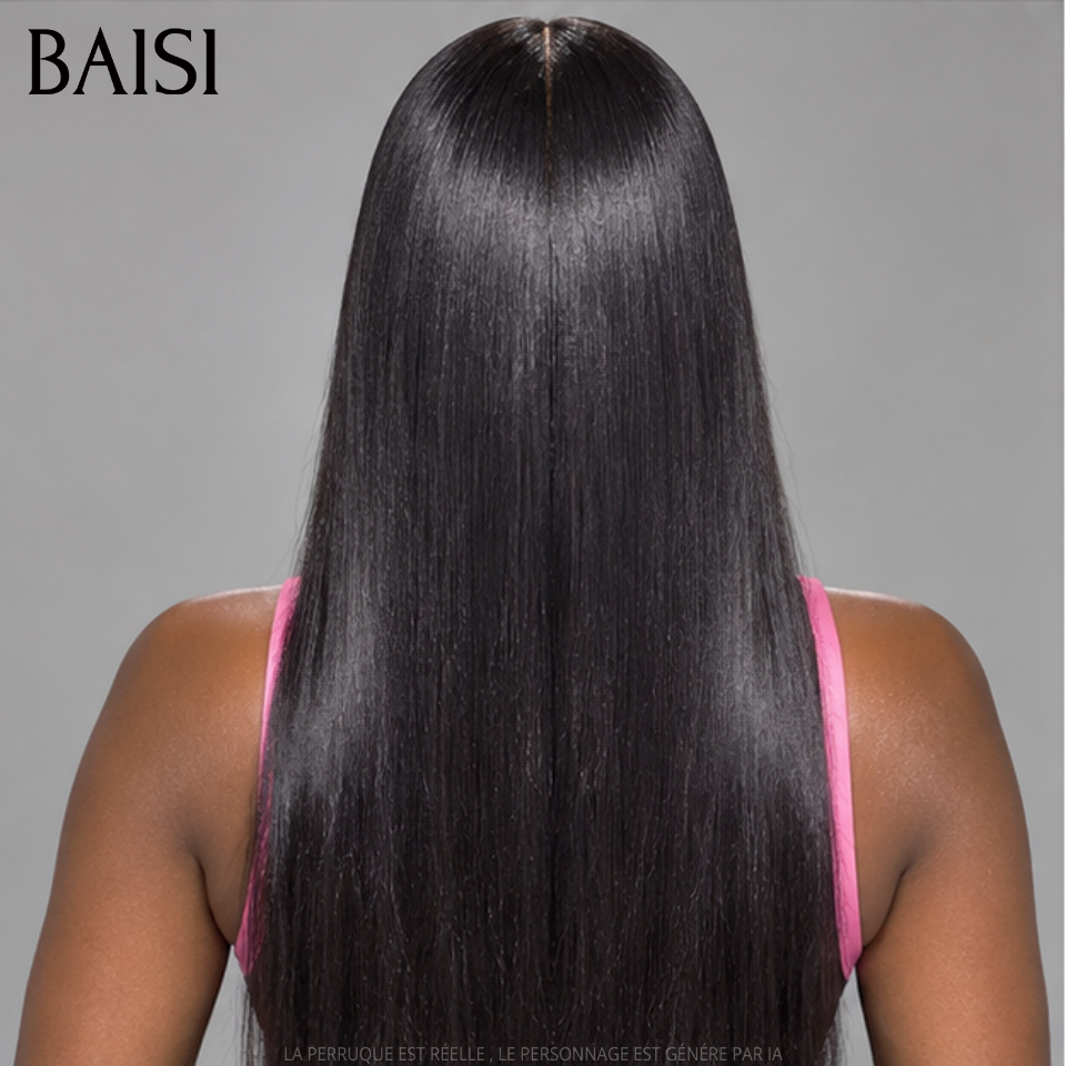 BAISI 13X4 Straight Wig Pre-plucked invisible lace frontal pre-plucked impeccable result 100% real human hair 4C