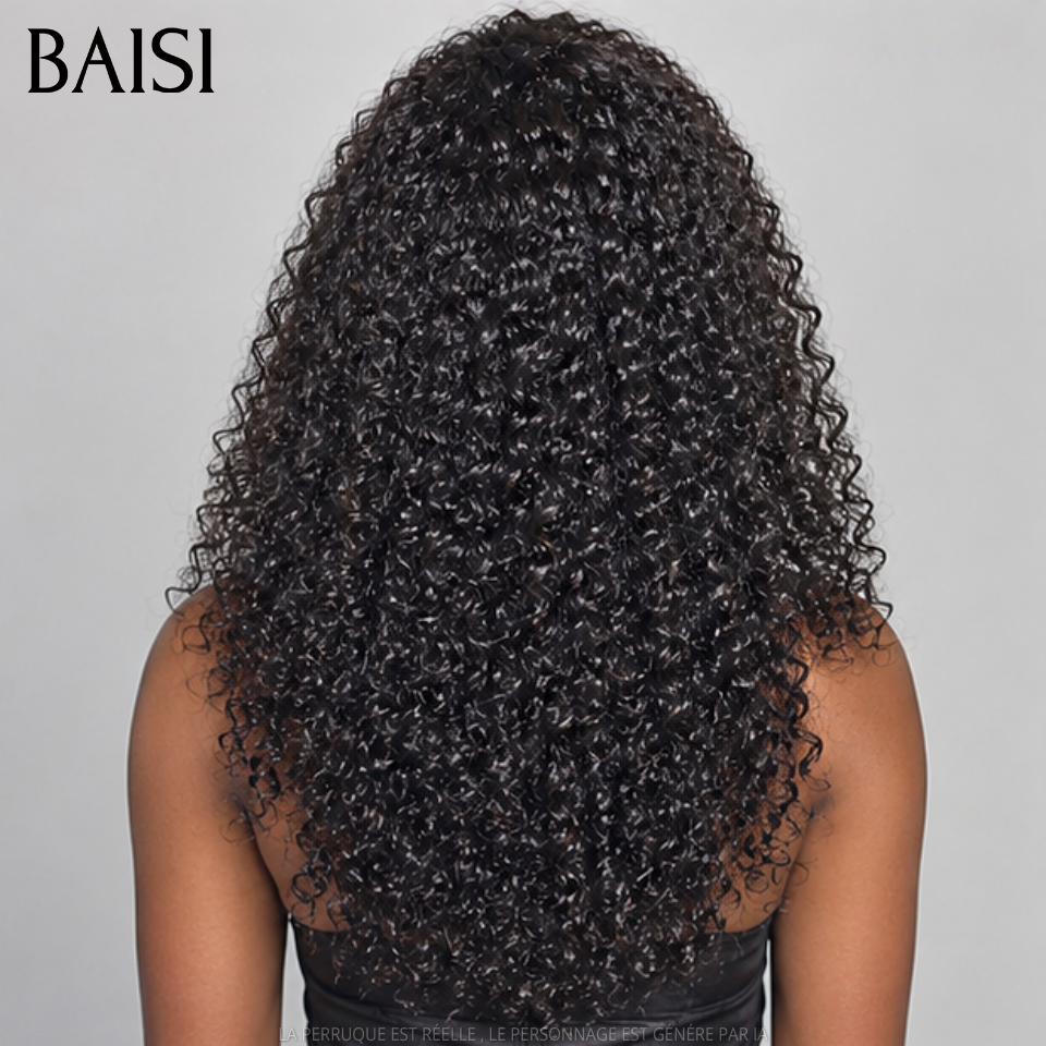 BAISI 13X4 lace perruque Afro Curly Wave avec 4C hairline 16 pouces naturel sans colle 300% densité plus de 20 ans d' utilisations 100% vrais cheveux humains