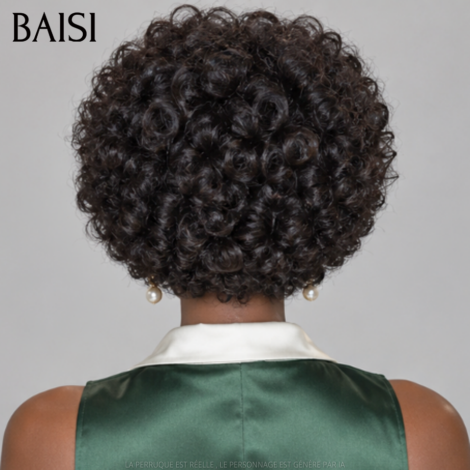 BAISI Perucas egg wave com franja 10 polegadas 79€ sem cola, fabricado à máquina em 100% cabelo humano