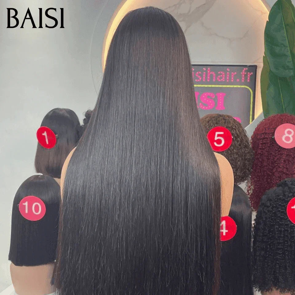 BAISI Perruques de Luxe 2x6 Lace Closure Perruque Lisse En 100% Cheveux Humains Vietnam Hair 300% densité plus de 20 ans d' utilisations B