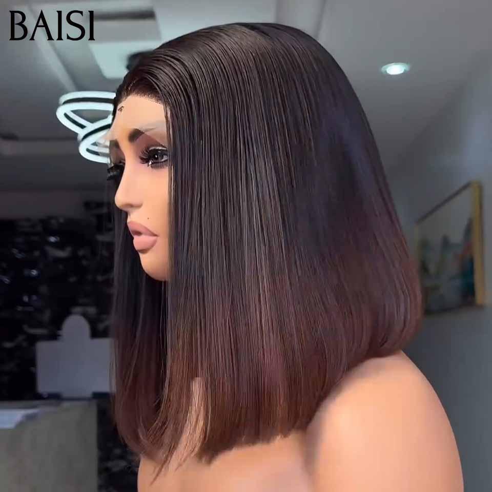 Parrucca Bob diritta BAISI 2X6 in marrone # 1BT4 capelli vietnamiti lusso densità 250% 12 pollici in capelli umani al 100%
