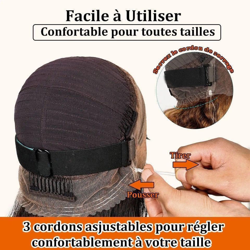 Parrucca BAISI Aggiornamento cinturino invisibile 360 Onda frontale riccia naturale 18 pollici 360 frontale in pizzo invisibile e regolabile Pre-pizzicato Nessuna colla necessaria Densità del 250% in capelli grezzi al 100% Pizzo già tagliato VIP100