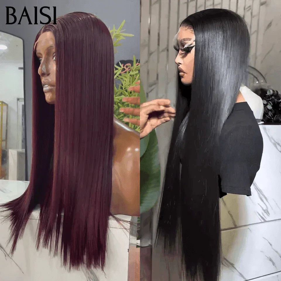 BAISI 2 parrucche 100% Vietnam Hair 4X4 lace Liscio nero e 99J# di lusso metà prezzo 259€ 250% densità in 100% capelli umani MP50