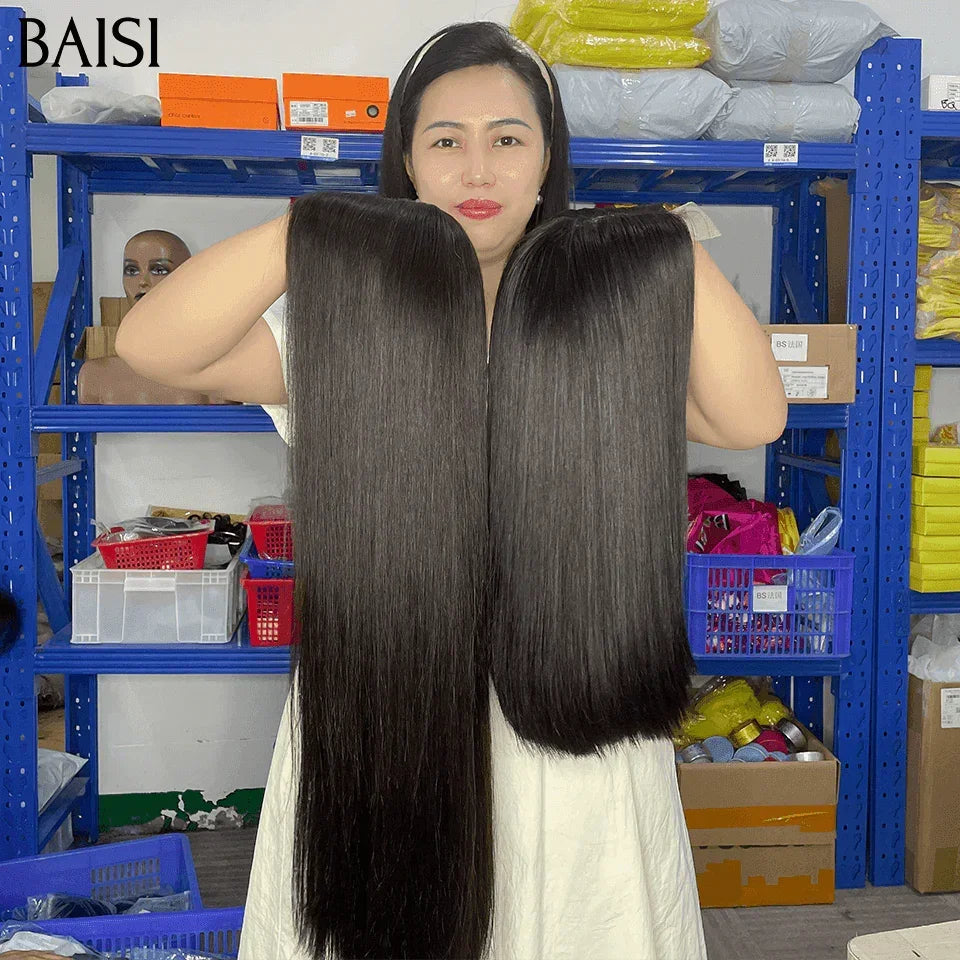 BAISI Peruca de Luxo 2X6 Lace Bob Preta Lisa em 100% Cabelo Humano Vietnamita, densidade 300%, mais de 20 anos de uso