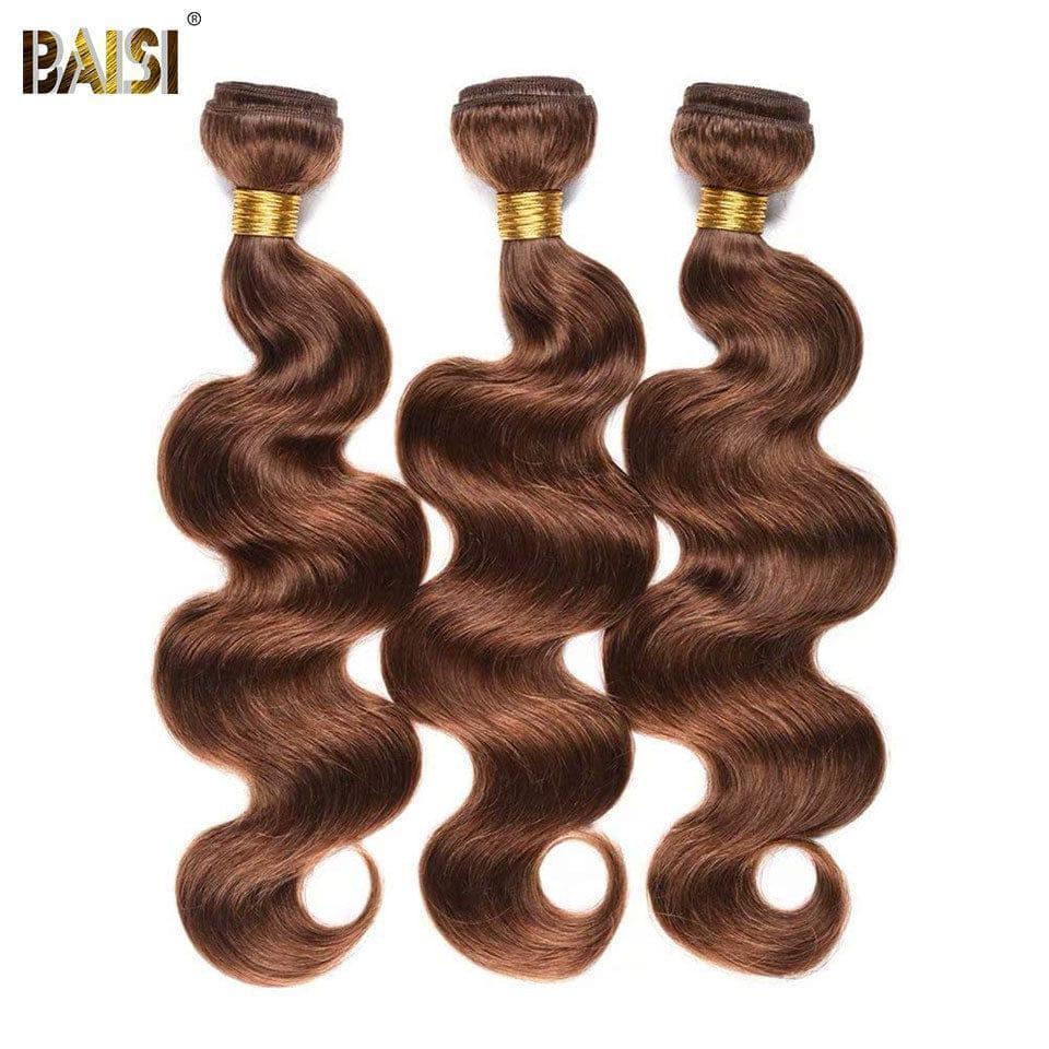 BAISI 12A 3 Ball Hair Weave Brown 4# In 100% Human Hair Body wave