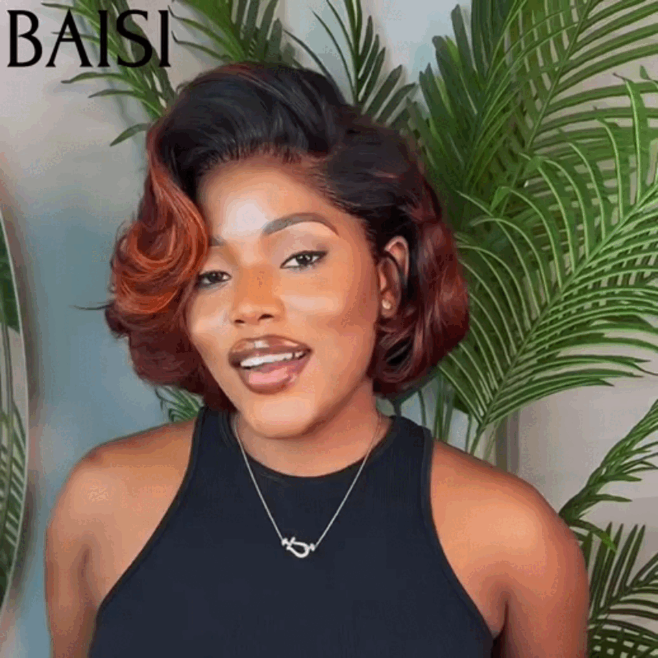 BAISI Pixie Wig Custom Colors In Color 1BT-4#350# €66 in 100% Human Hair FR38
