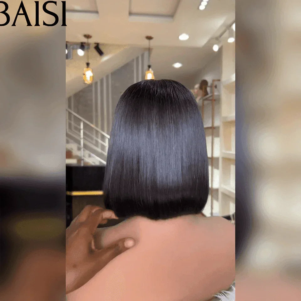 BAISI Perruques 10 POUCE 76€ 13X4 lace raw hair ou de Luxe 2X6 Lace Perruque BOB Noir Lisse 8 Pouce 75€ en 100% Cheveux Humains Vietnam Hair 300% densité plus de 20 ans d' utilisations