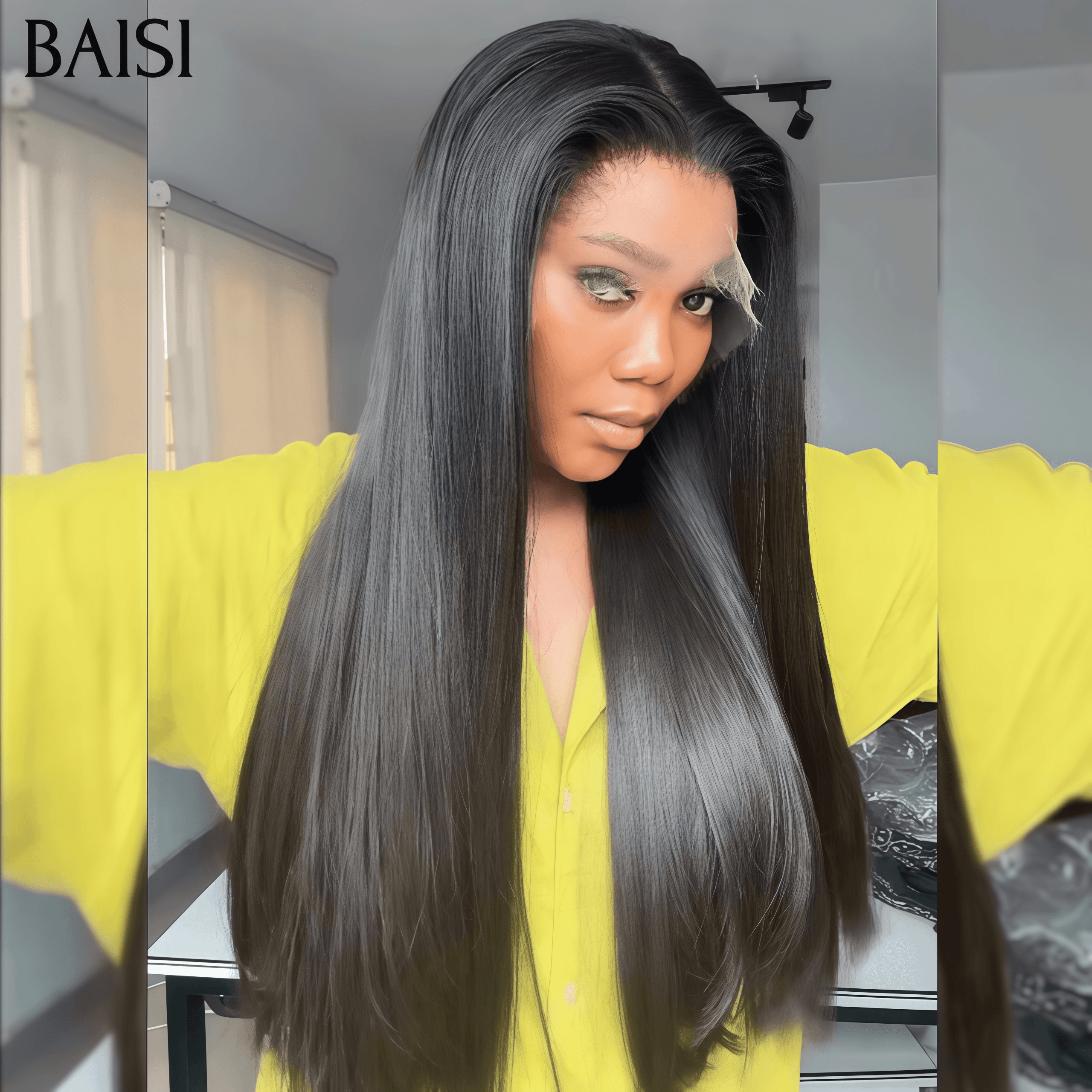 BAISI 100% SDD Vietnam Hair 13X4 Lace Noir Lisse 300% densité plus de 20 ans d' utilisations