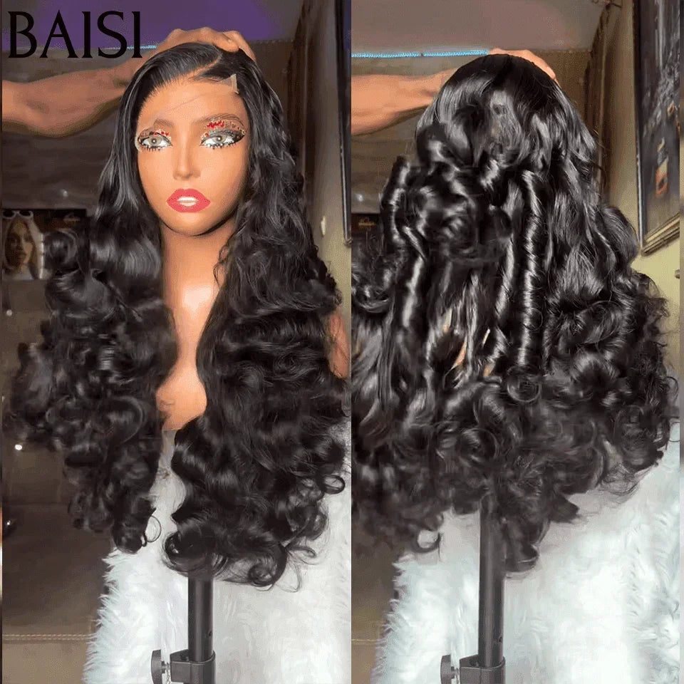 BAISI 4x4 Lace Perruques de Luxe 100% Vietnam Hair Naturelle wave volume 250% densité A1 Fabriquées par les cheveux double drawn mèches vièges
