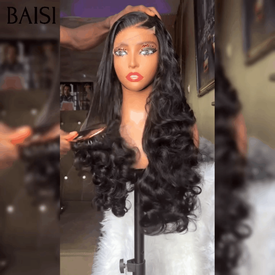 BAISI 4x4 Lace Perruques de Luxe 100% Vietnam Hair Naturelle wave volume 250% densité A1 Fabriquées par les cheveux double drawn mèches vièges