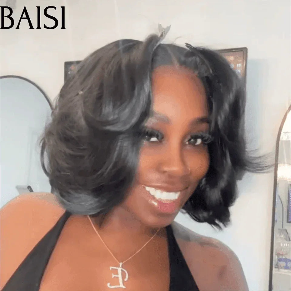 BAISI Lote de 2 perucas 145€ em cabelo humano de boa qualidade a preço muito acessível, encaracoladas + corte chinês liso