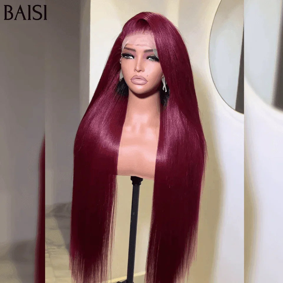 BAISI 2 Peruca 299€ 20 Polegadas em 100% cabelo humano verdadeiro 13X4 lace nas cores Castanho e Bordeaux