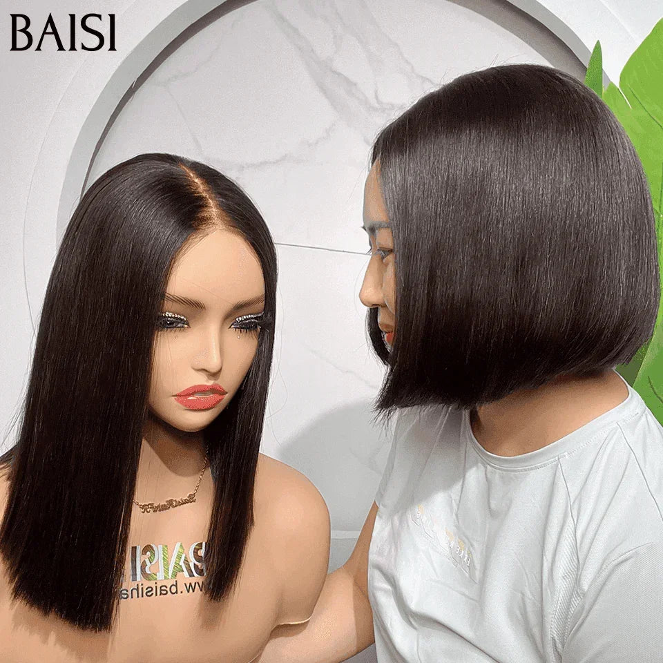 BAISI 2X6 lace 2 bobs 8 pouce et 12 pouce en 100% vrais cheveux humains