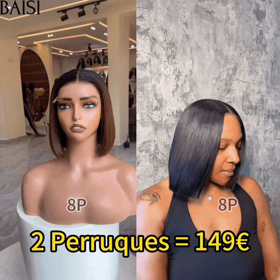 BAISI 2 Bob wigs 149€ 4X4 lace brown and 2X6 black in 100% real human hair