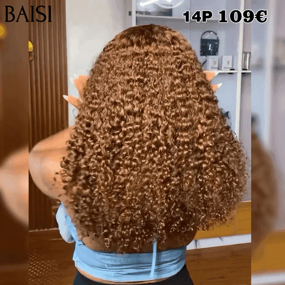 BAISI Achetez 2 perruques minimum au prix d'usine fournisseur 4X4 Perruques Bob 14 pouces curly wave 250% densité plus de 20 ans d' utilisations