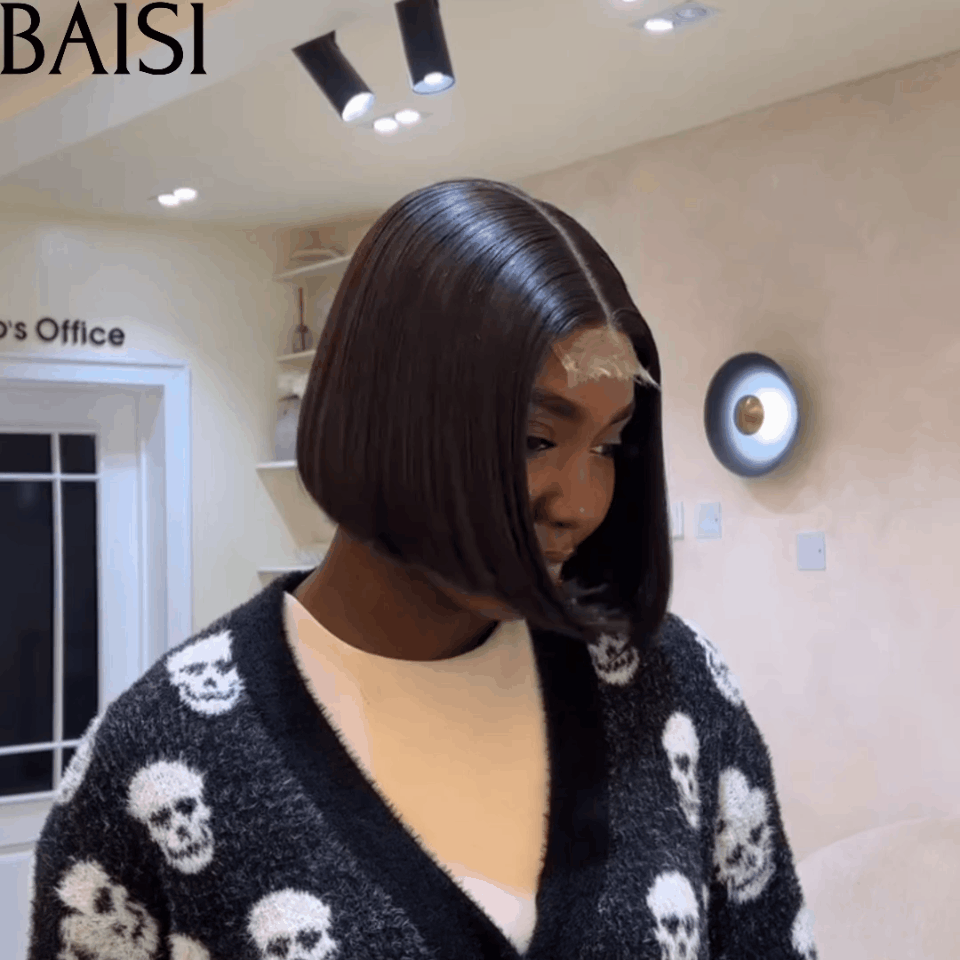 BAISI Grandes Saldos TVA 0€ 69€ SDD BONE Straight 300% densidade 100% Cabelo Vietnamita 2x6 Lace Closure Peruca lisa em 100% cabelo humano Vietnam Hair FR38