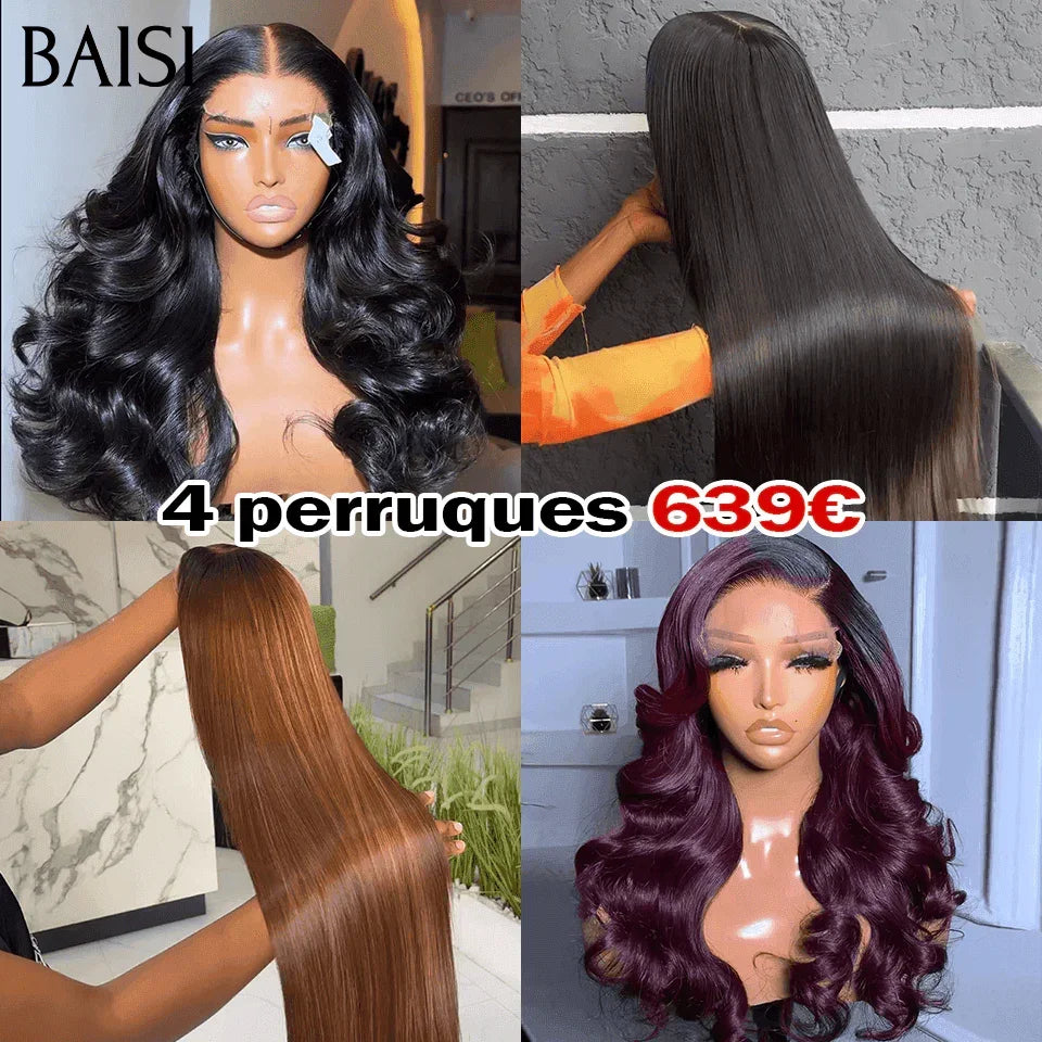 BAISI 4 Perucas 639€ Desconto com promoção de luxo 250% Densidade de luxo em 100% cabelo humano verdadeiro MP50