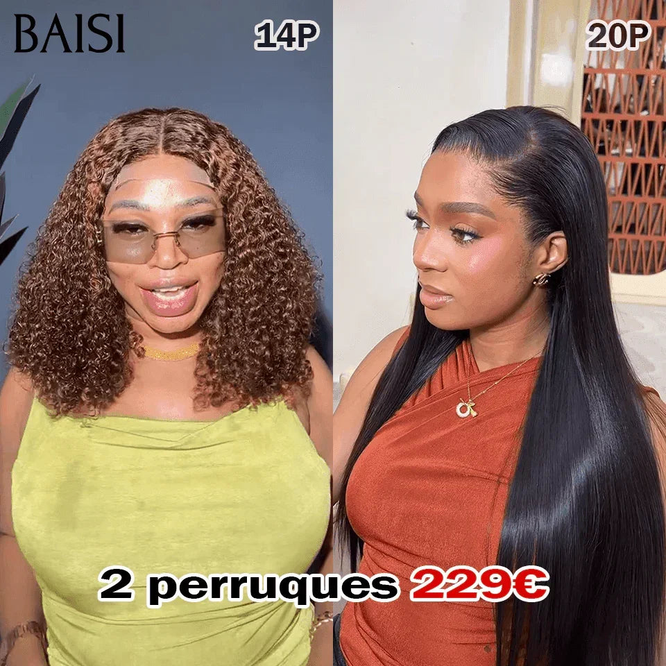 BAISI vendita lampo 2 parrucche liscia e ondulata curly wave in 100% capelli umani veri BS65