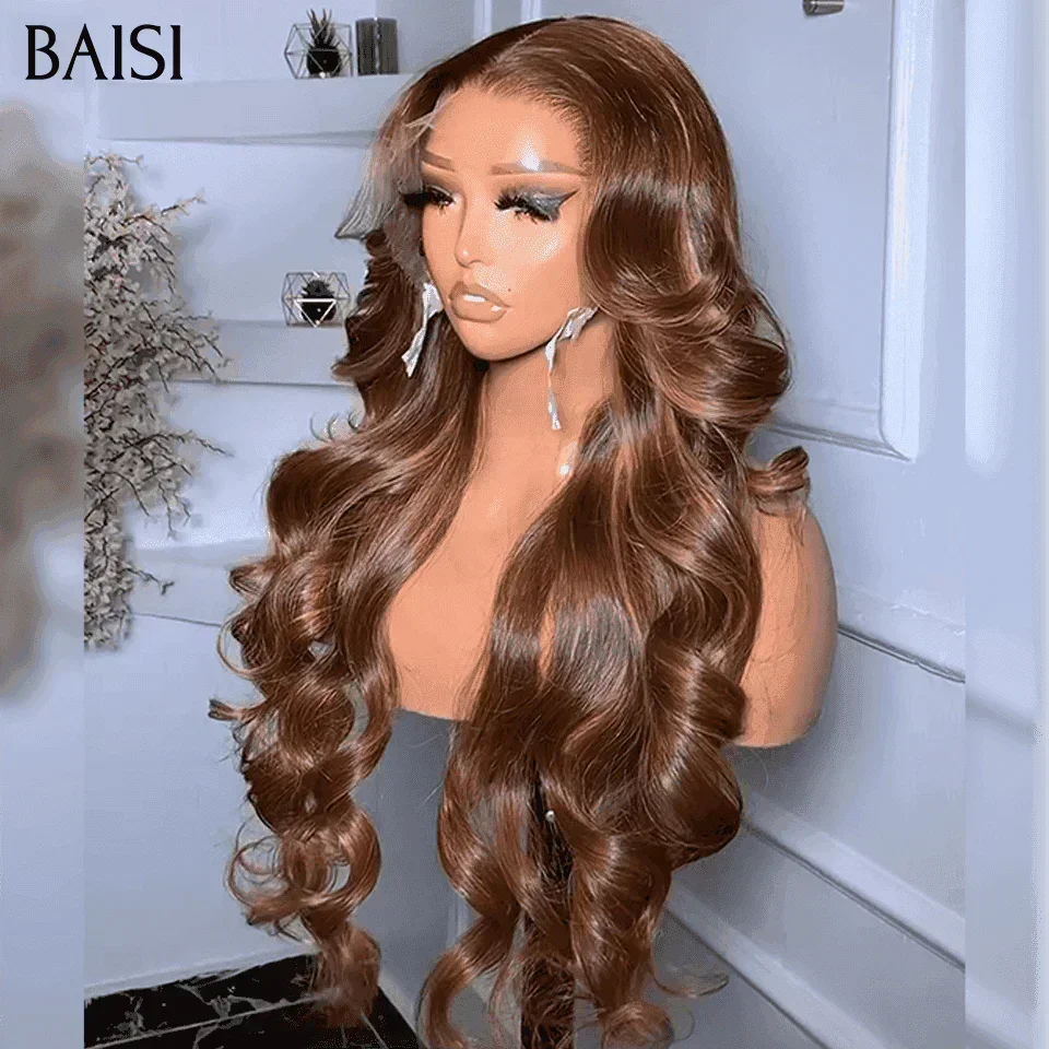 BAISI Achetez 2 perruques minimum au prix d'usine fournisseur 13x4 Lace Frontal Perruque Body Wave Marron en 100% Cheveux Humains (Pas Besoin de Code)