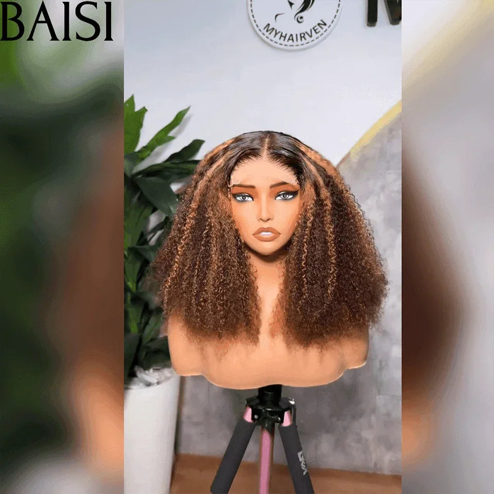 BAISI Acquista minimo 2 parrucche al prezzo fabbrica fornitore Closure 4X4 Parrucca mista #4/30 Riccia in 100% capelli umani