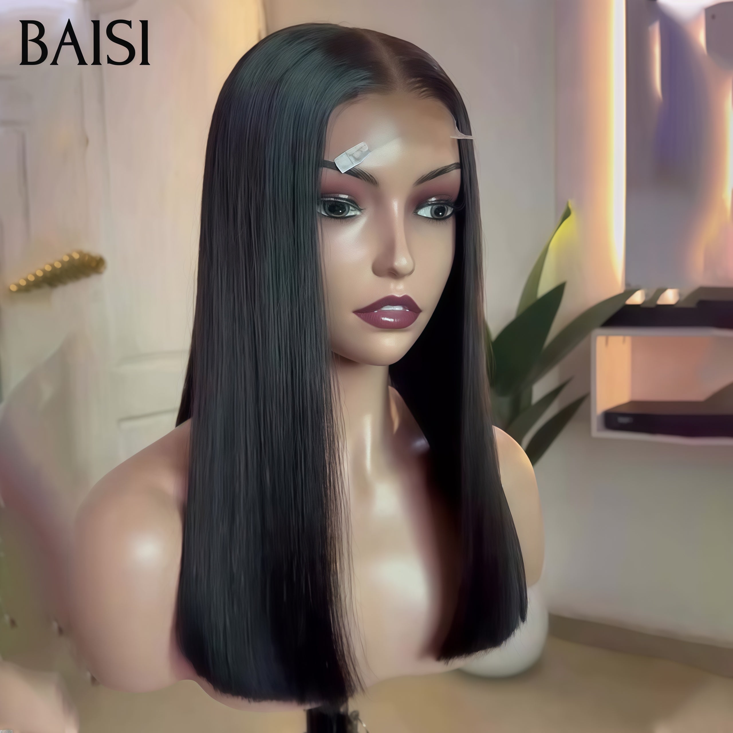 BAISI promotion BLACK FRIDAY Vietnamese Hair 14 pouces de luxe lace closure 2x6 Perruque lisse noir en 100% Cheveux Humains