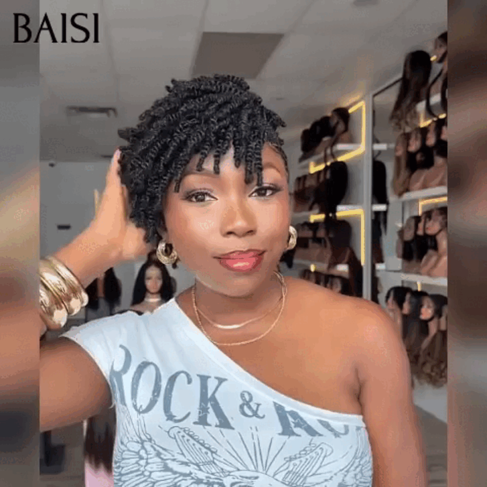 BAISI promotion Moitié Prix aujour'hui le double demain 169€ Perruque Full lace avec coiffure tressée natte NOIR 100% comme la photo en 100% Cheveux Humains