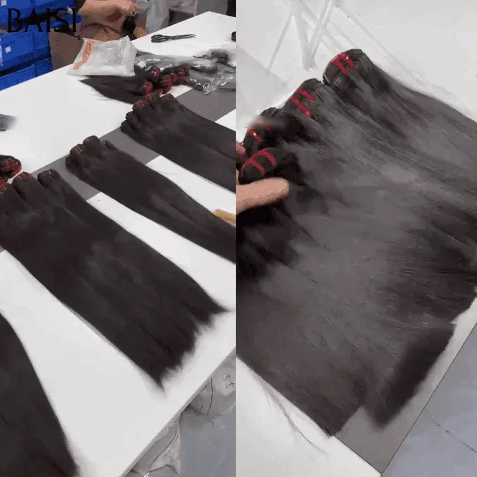 BAISI Prix en gros et détail 20AAA Grade 10 Boules de Luxe Haute Qualité Tissages Vietnam Hair Double Drawn Cheveux Vierges Lisse Straight Moitié Prix en 100% Cheveux Humains MP50