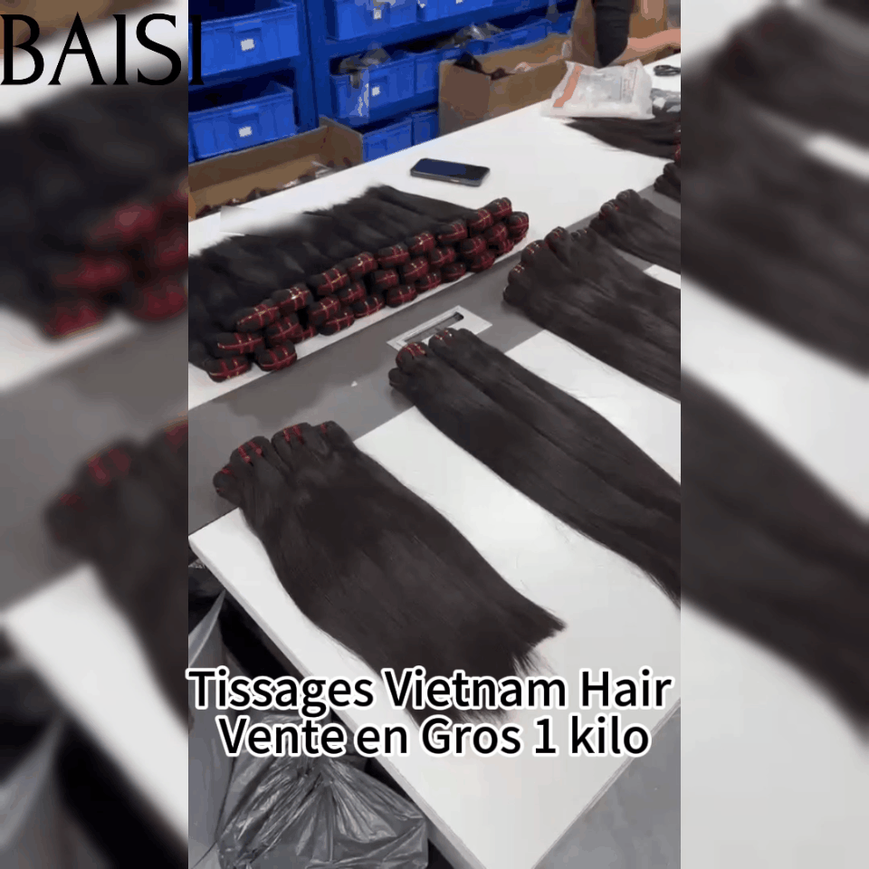 BAISI Prix en gros et détail 20AAA Grade 10 Boules de Luxe Haute Qualité Tissages Vietnam Hair Double Drawn Cheveux Vierges Lisse Straight Moitié Prix en 100% Cheveux Humains MP50