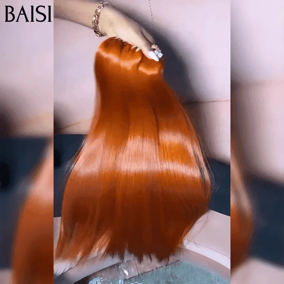 BAISI 12A Tissage Mèche 3 boules orange En 100% Cheveux Humains Lisse MP50