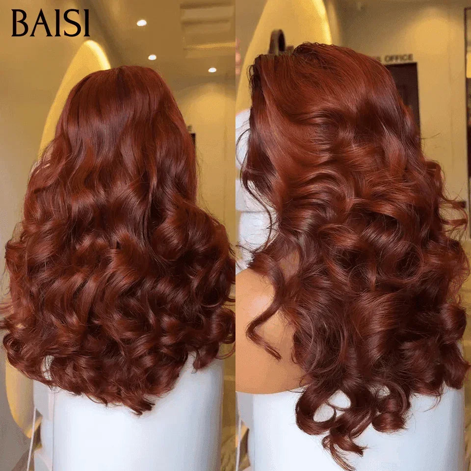 Parrucca BAISI 13X4 in pizzo onda naturale 20 pollici di colore Borgogna 99J# o Marrone 4# Densità del 300% in capelli umani al 100% BS50