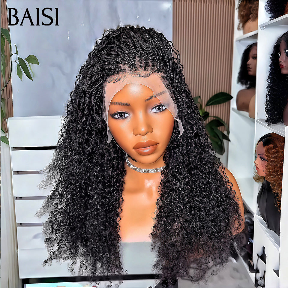 BAISI Nouveautés BLACK FRIDAY Arrivage perruque lace frontal 13x4 avec coiffure tressée natte 20 pouce Bas Prix 129€ en 100% Cheveux Humains