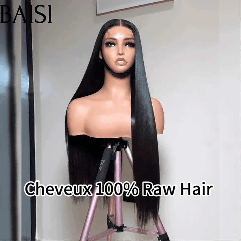 BAISI Achetez 2 perruques minimum au prix d'usine fournisseur 4x4 Closure Perruque lisse En 100% Cheveux Humains En Cheveux Indians Brésiliens De Bonne Qualité (Pas besoins de code)