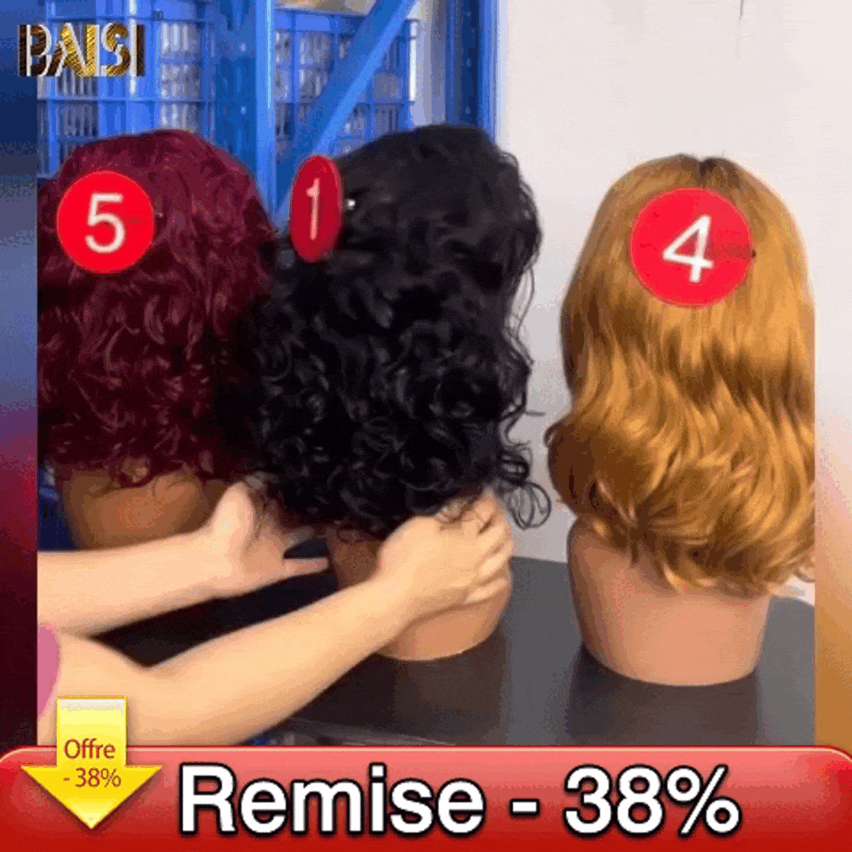 BAISI 13x4 Frontal Peruca de Luxo Bouncy Curl Bordeaux 16 polegadas / preto encaracolado 16 polegadas / mel 12 polegadas 065C Cabelo Vietnam ou Caracol 79€ 300% densidade mais de 20 anos de utilização FR38