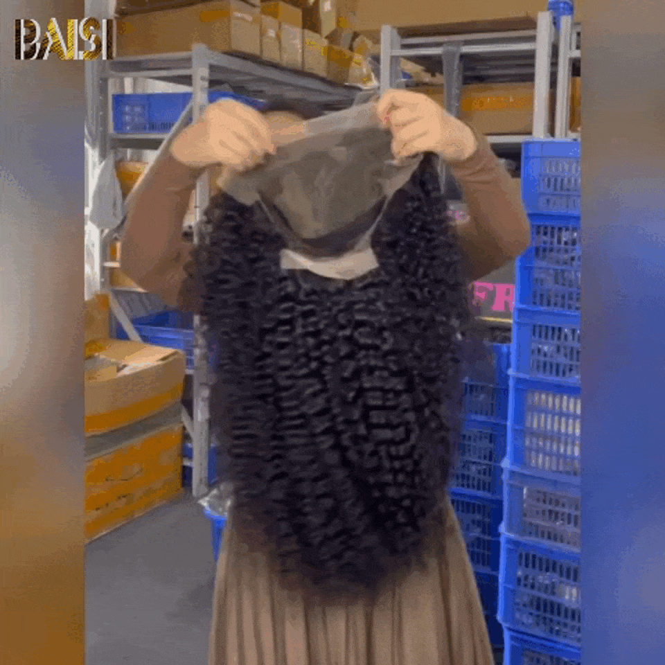 BAISI peruca frontal 13x4 muito longa encaracolada em 100% cabelo humano