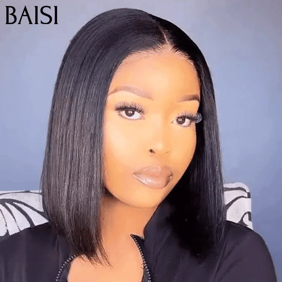 BAISI Bob Wigs 10 Inches 98€ No Glue Easy to Wear 100% Real Human Hair Pre-Cut Lace Code: BS65