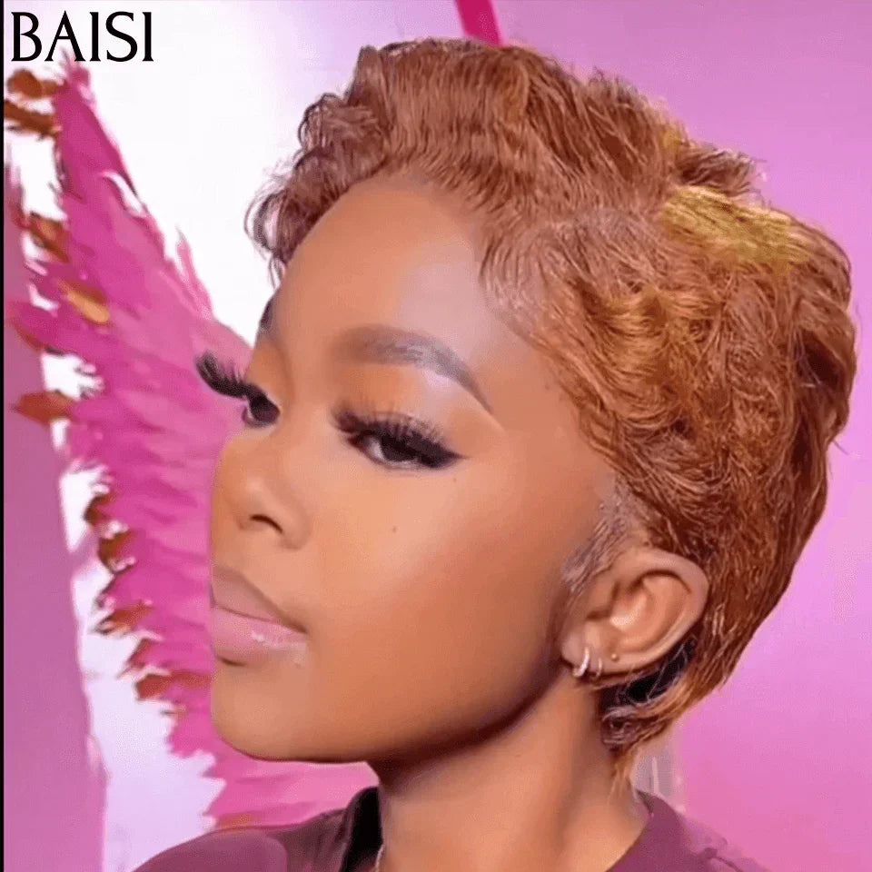 BAISI 2 Perruques 85€ 13X4 lace pixie vague Couleurs personnalisées Moitié Prix en 100% Cheveux Humains MP50