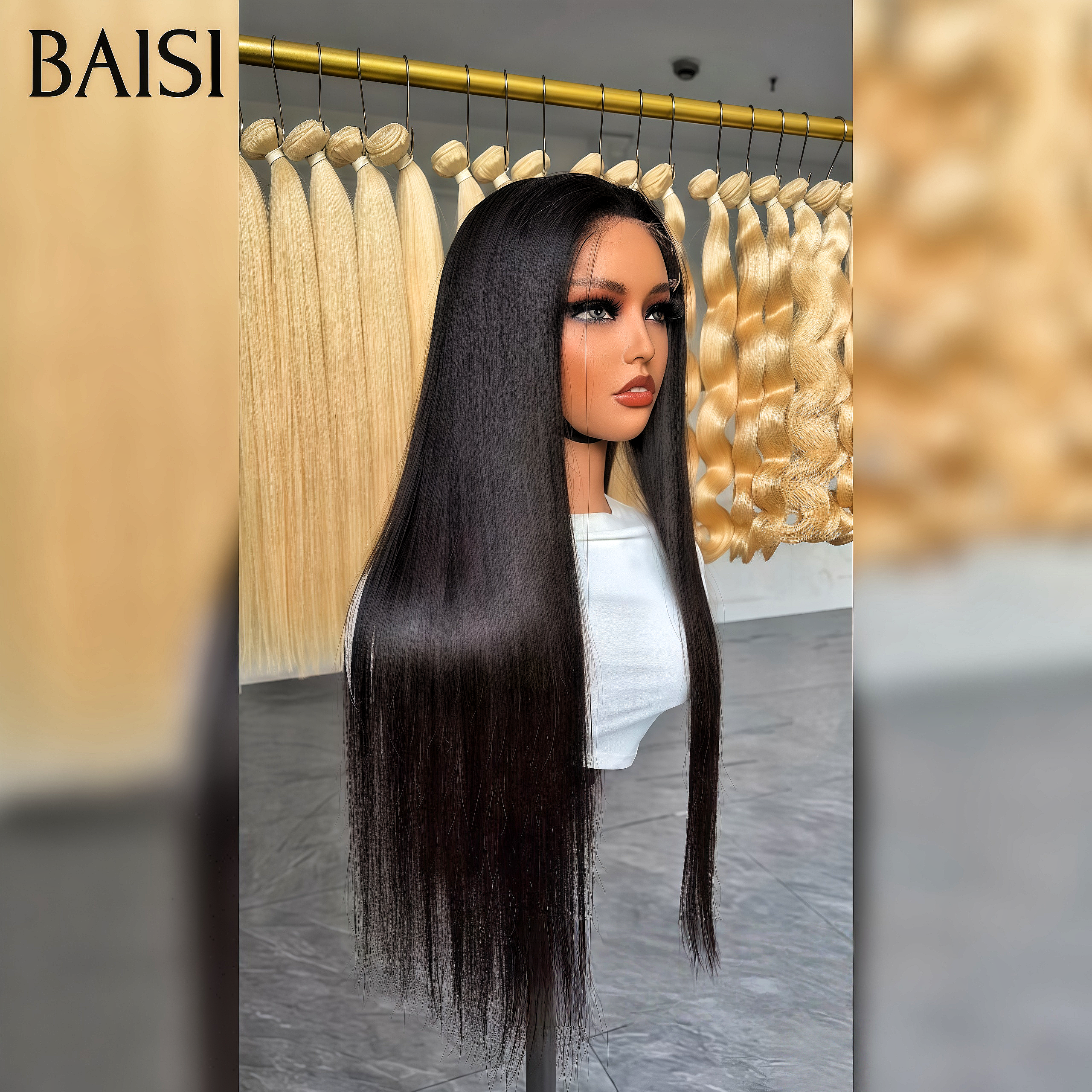 BAISI Achetez 2 perruques minimum au prix d'usine fournisseur 13x4 lace frontal Perruque Lisse 100% Cheveux Humains