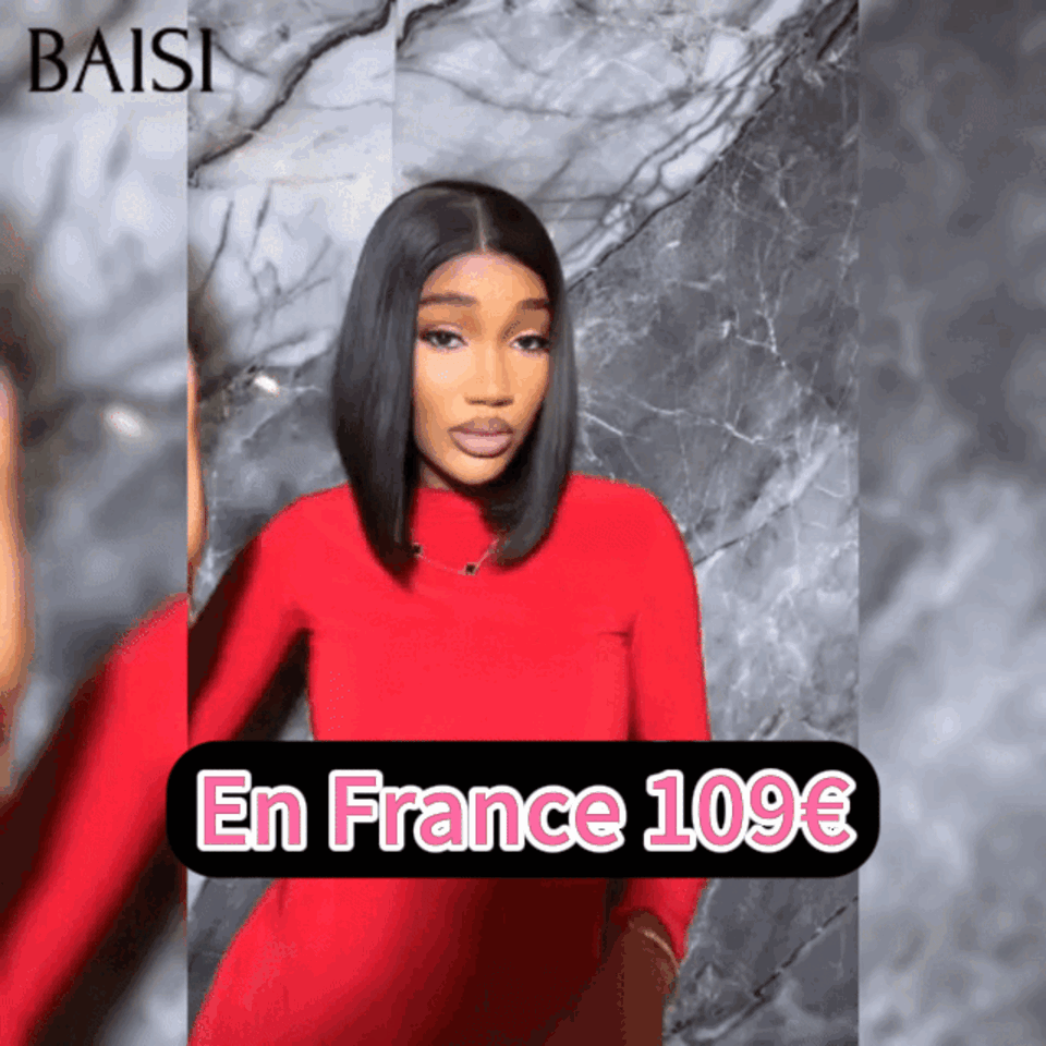 BAISI 13X4 Perruques 12 Pouces 109€de Luxe Lisse bob SDD BONE STRAIGHT 300% densite A1 Fabriquées par les cheveux double drawn