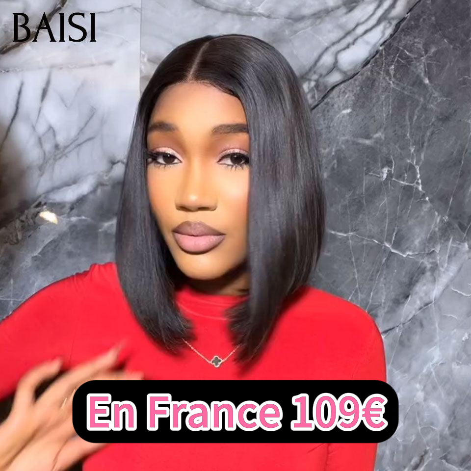 BAISI 13X4 Perruques 12 Pouces 109€de Luxe Lisse bob SDD BONE STRAIGHT 300% densite A1 Fabriquées par les cheveux double drawn