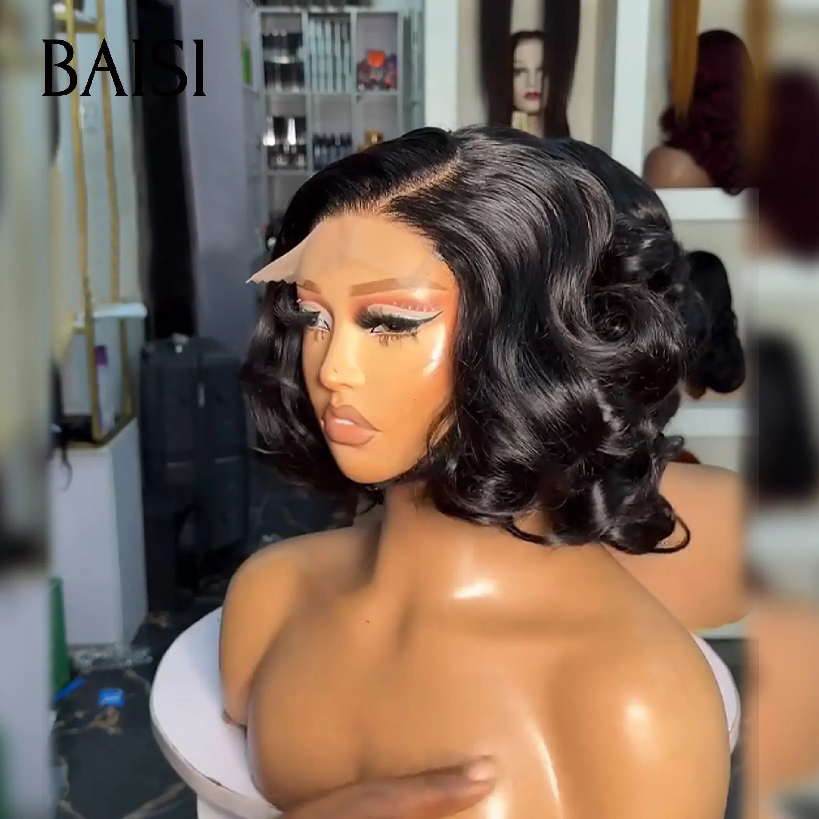 BAISI 13x4 Frontal Peruca de Luxo Bouncy Curl Bordeaux 16 polegadas / preto encaracolado 16 polegadas / mel 12 polegadas 065C Cabelo Vietnam ou Caracol 79€ 300% densidade mais de 20 anos de utilização FR38