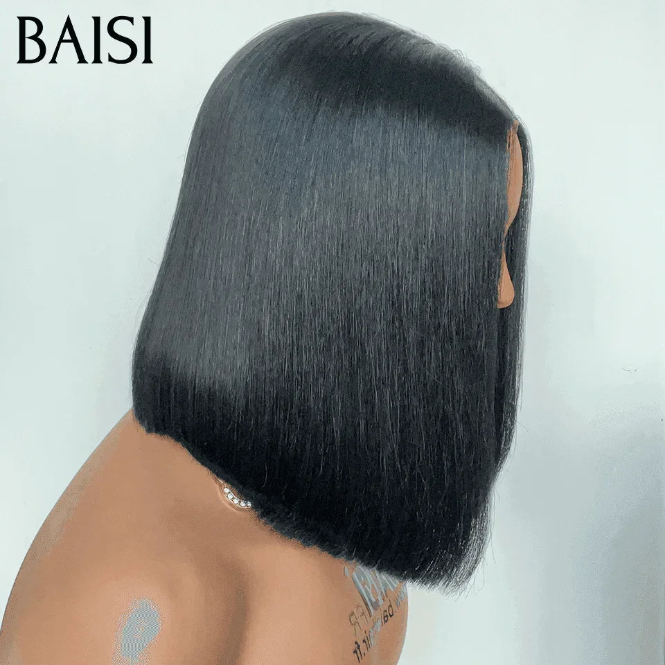 BAISI 100% Viêtnam Hair 2X6 Bob Perruque Naturelle Lisse BONE Straight en couleur Marron ou NOIR de luxe moitié prix MP50