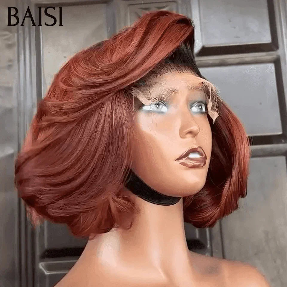 BAISI Pixie Wig Custom Colors In Color 1BT-4#350# €66 in 100% Human Hair FR38