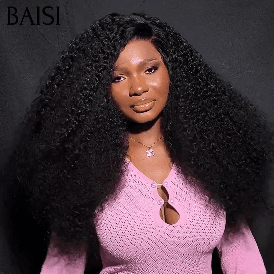BAISI 300% Volume grande lace frontal 13X4 peruca encaracolada a metade do preço 189€ em 100% cabelo humano MP50